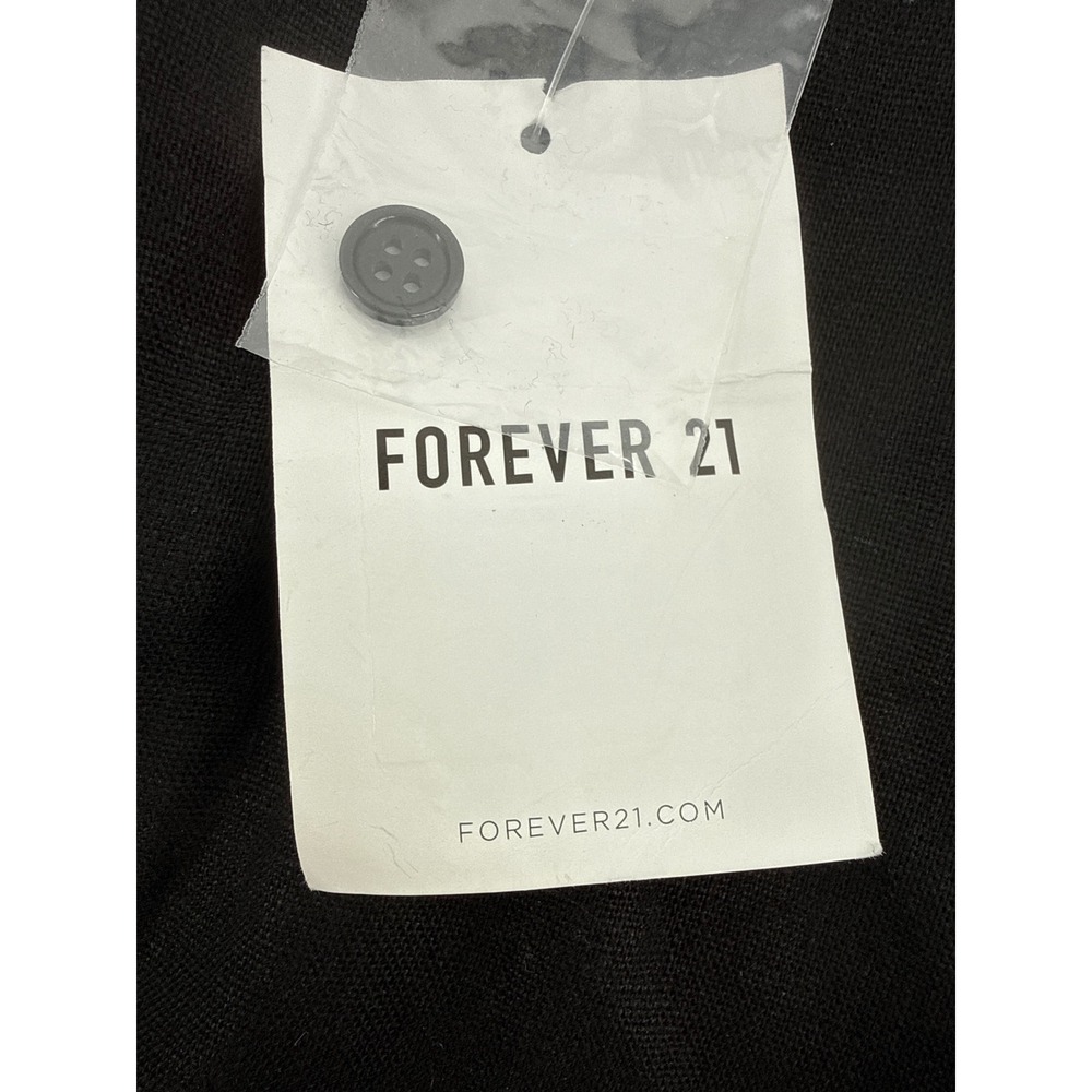 Forever 21 Womens Black Linen Blend Button Back Crop Tank Top Size M NEW - Picture 4 of 7